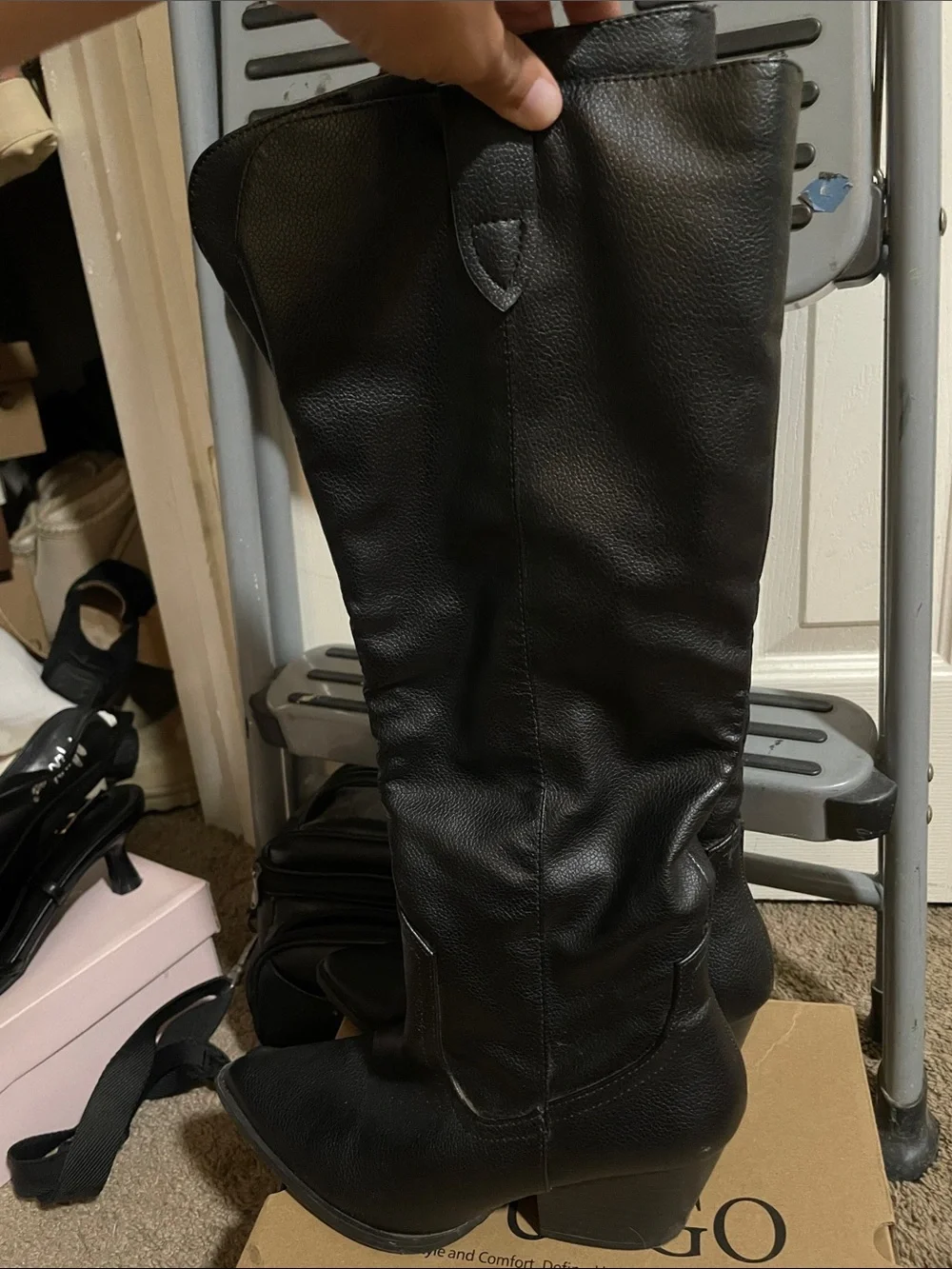 Aldo Black Over-the-Knee Pointed Toe Western Boots